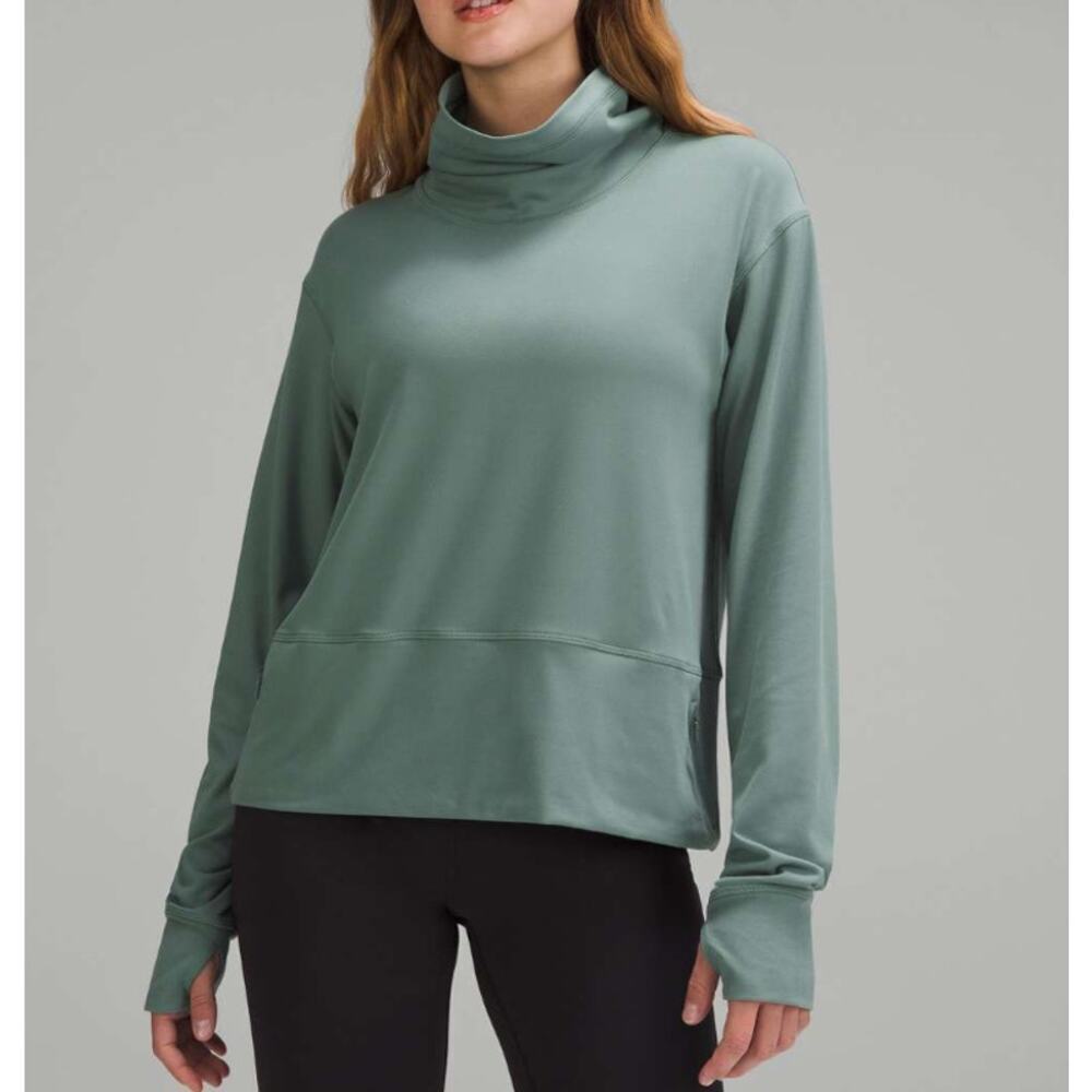 Lululemon Ready to Rulu Pullover Long Sleeve Funnel Neck 6 Stretch Soft Green